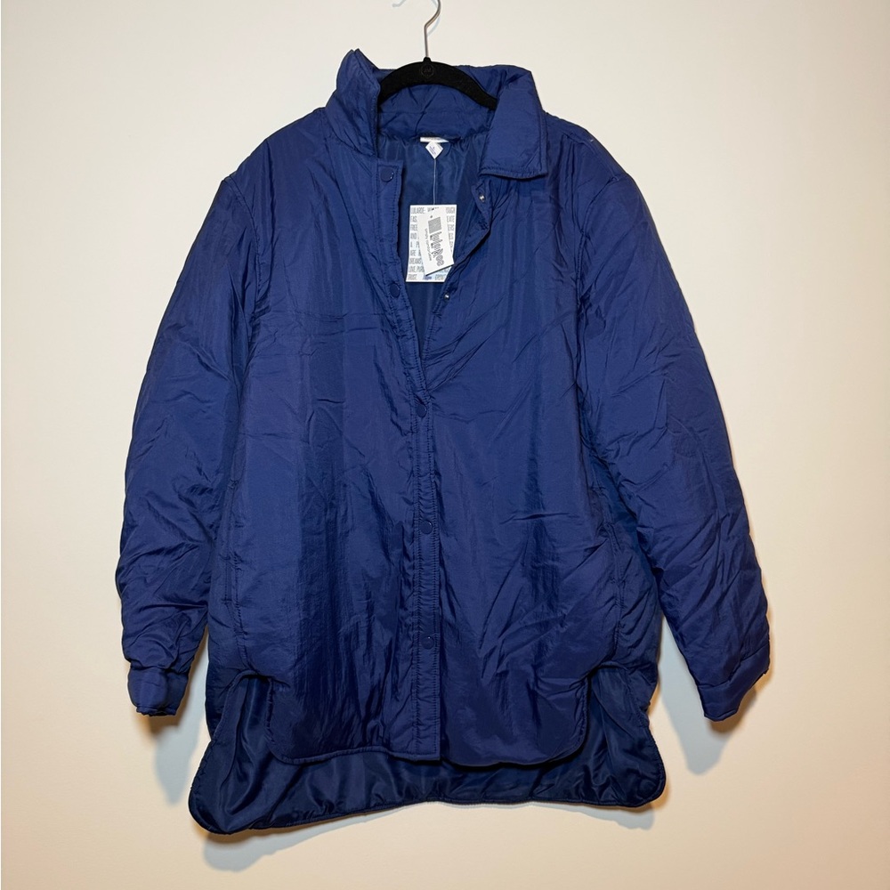 LuLaRoe Kara Jacket Blue Nylon Polyester Full Zip Lightweight Puffer L